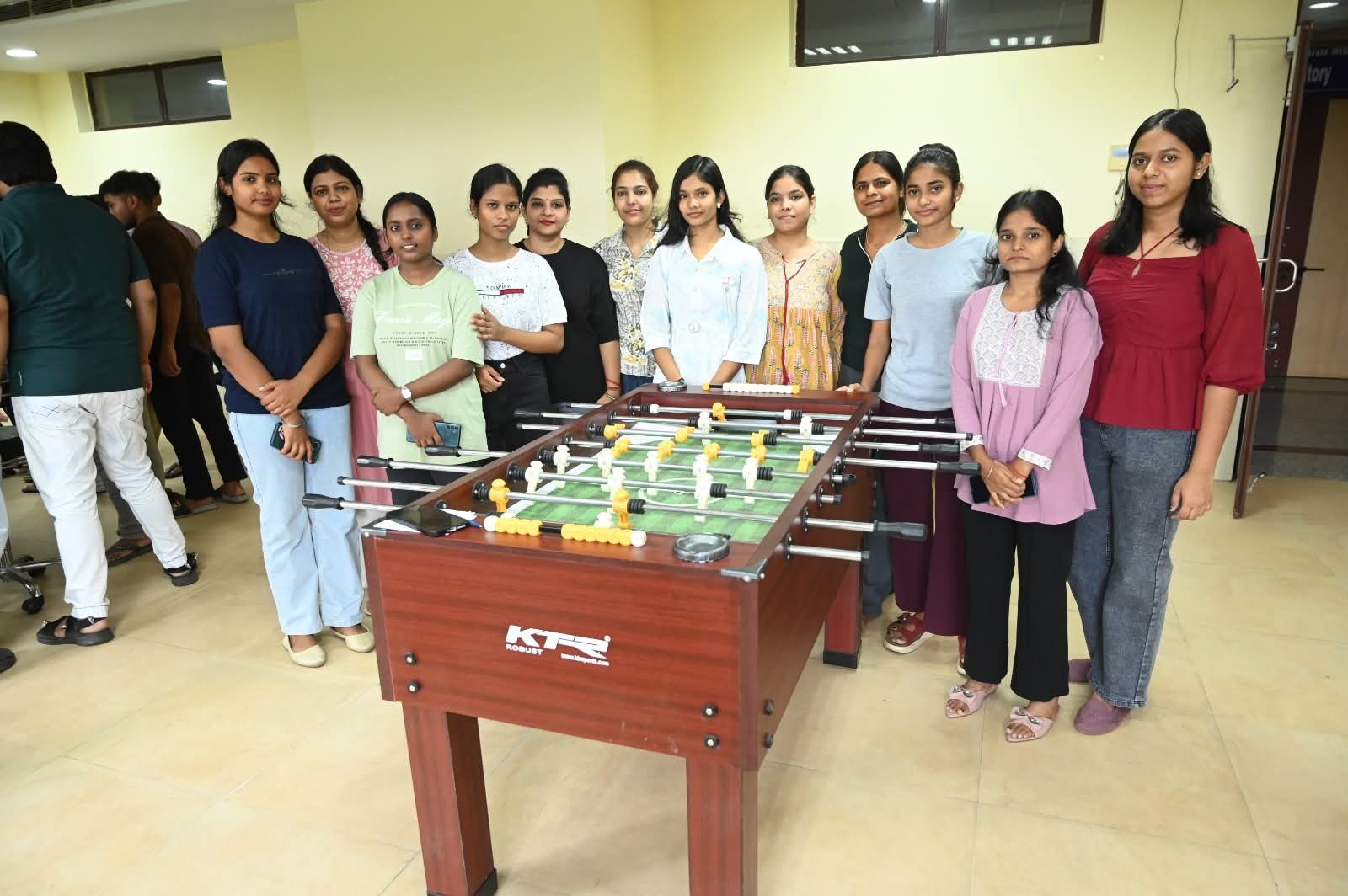 Students participating in Foosball and Carrom Championship